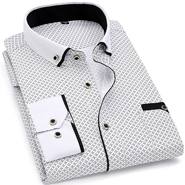 Мужская модная повседневная мужская рубашка с длинными рукавами и принтом, рубашка Slim Fit для мужчин, рубашка в деловом стиле, брендовая мужская одежда, мягкая удобная - Цвет: SH219