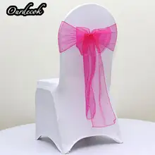 100 шт цвет фуксии органза крышка стула бант банкет Свадебная вечеринка украшение