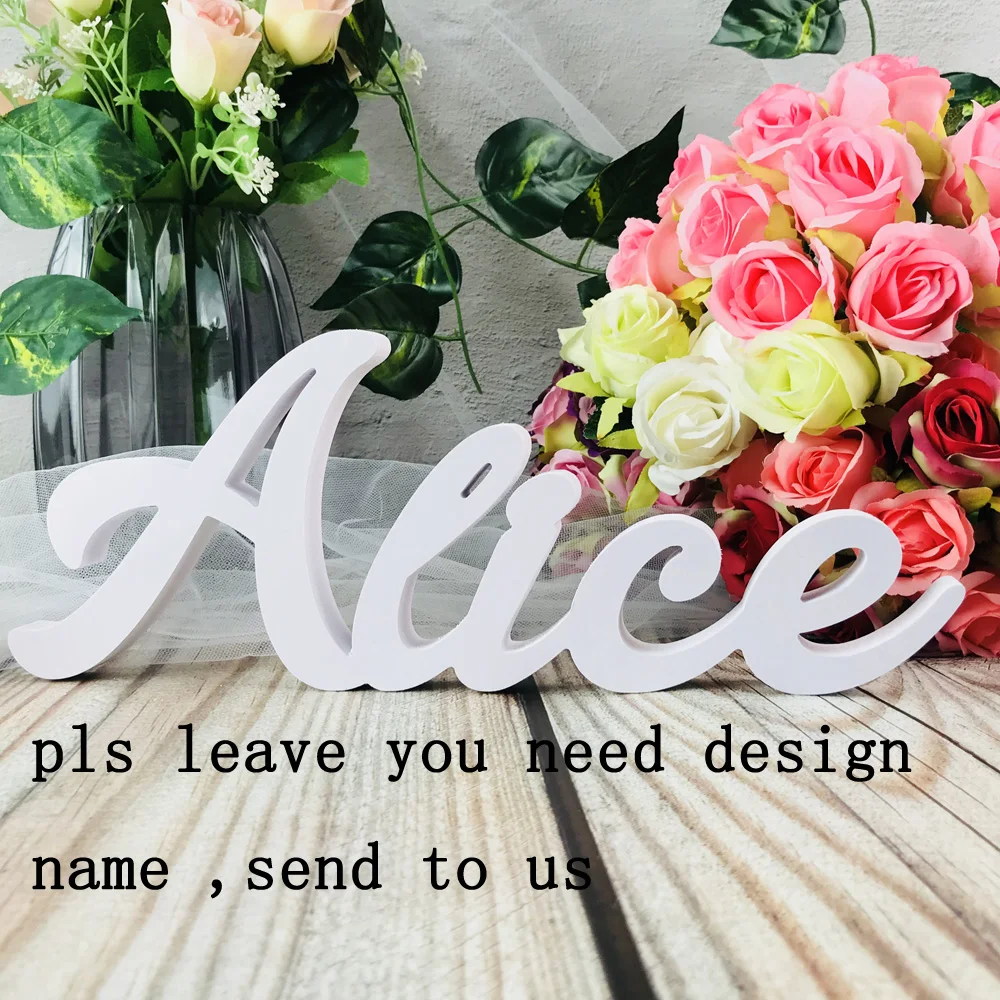 Personalized White PVC Table Name Signs Custom Children Name Wall Letter Decor  For Wedding Birthday Party  Baby Shower (5)