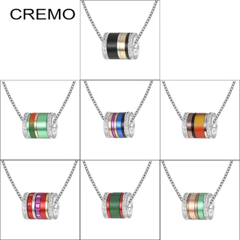

Cremo Stackable Necklaces Crystal Pendant Chain Necklace Women Spinner Original Stainless Steel Chain Charm Necklace