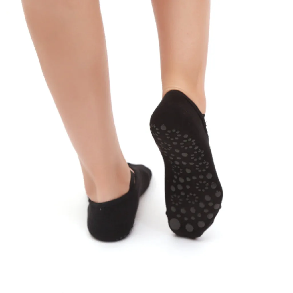 Носки модные женские туфли Нескользящие раздельные пальцы Носки спортивные пуанты, без шнуровки, на обратной стороне крест Носки - Цвет: Черный