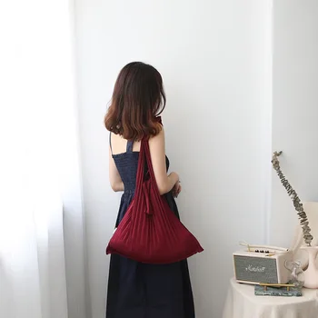 

Personalized design Japanese shoulder bag wild pleated portable shopping vest bag girl elegant shoulder bag