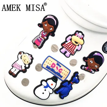 

7pcs a set PVC Shoe Charms Cartoon Doc Mcstuffins Garden Shoe Buckle Decoration for croc Wristband jibz Kids Party X-mas Gifts