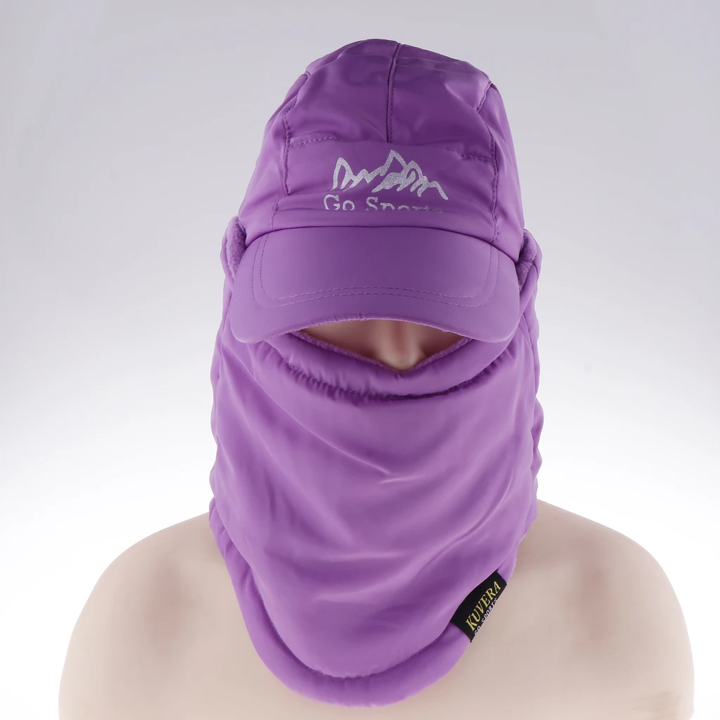 2-in-1Unisex Thermal Thick Fleece Winter Baseball Hat Scarf Set Warm Peaked Cap Neck Cover