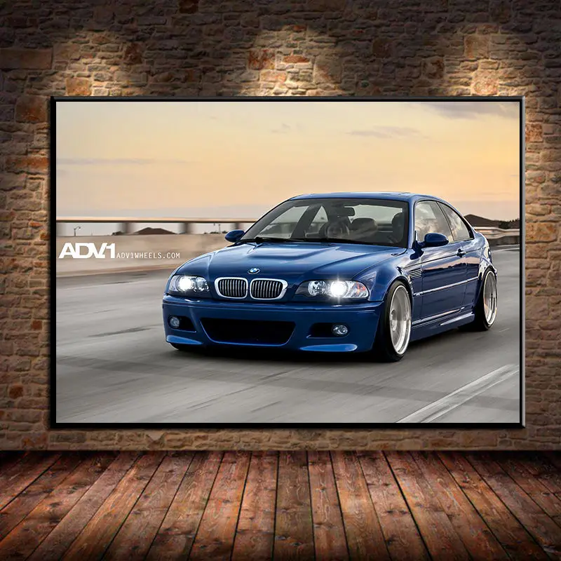 Плакат с суперкаром синий автомобиль B M W M3 E46 классический Дрифт настенные