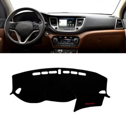 Для hyundai Tucson- LHD Приборная панель автомобиля Избегайте Light Pad Инструмент крышка платформы стол коврик ковры аксессуар - Название цвета: 2015 16 17 18  black