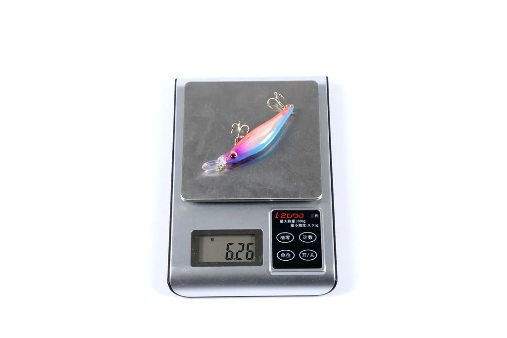 8mm 6.3g Rudra Hard Fishing Lure Minnow Bait Artificial Bait Lure Swimbait Wobbler with 2 High Quality Hooks