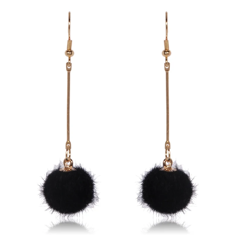 Color Cute woolly ball asymmetry simple pearl earings fashion jewelry