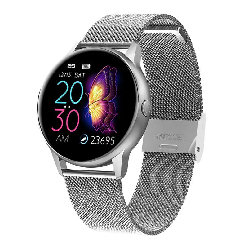 Silver Metal Strap Фитнес-трекер Bluetooth Смарт-часы сердечного ритма Монитор артериального давления Водонепроницаемый Смарт Браслет Шагомер для Android IOS - Цвет: Silver Metal Strap