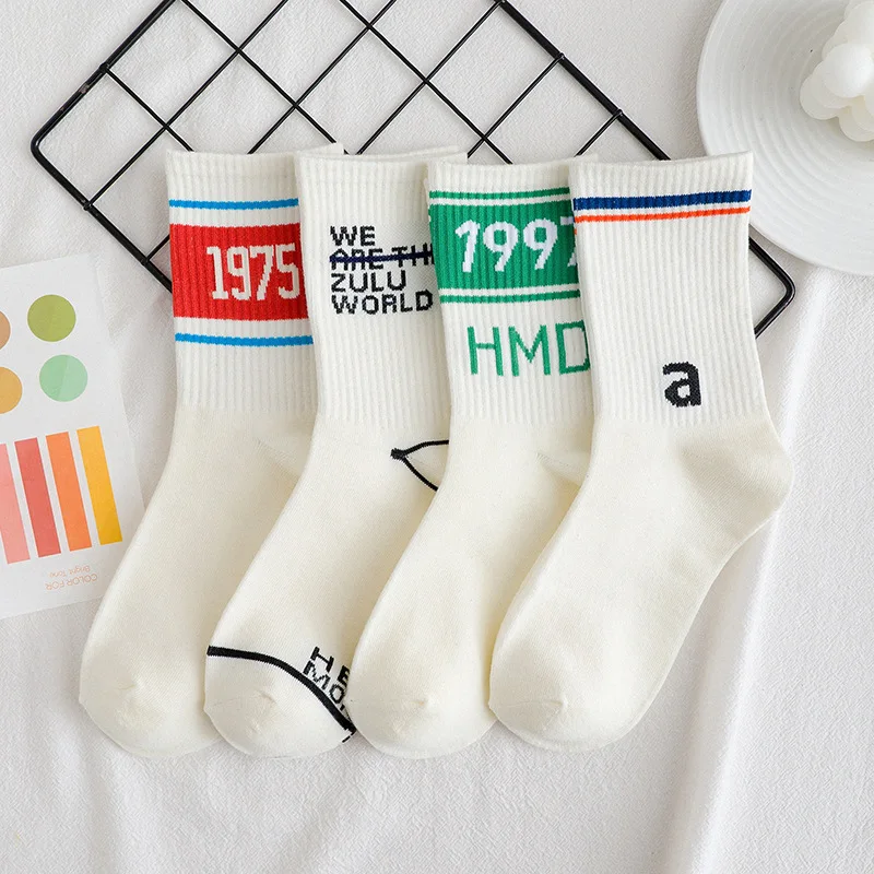 

Skateboard Stripe Street Style Letter Hip Hop Brand Socks Short Funny Cotton Socks Women Happy Creative Pattern Socks Female