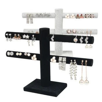 

1-3-Tier Velvet Jewelry Bracelet Watch Bangle Display Holder Stand Showcase T-bar Storage Necklace Bangle Organizer Dropshipping