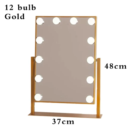 12 bulb Gold Framed Hollywood Style Cosmetic Makeup Mirrors with Lights Lighted Vanity with 12x3W Dimmable LED Bulbs and Touch Control Tricolor - Цвет: 12 bulb Gold Framed