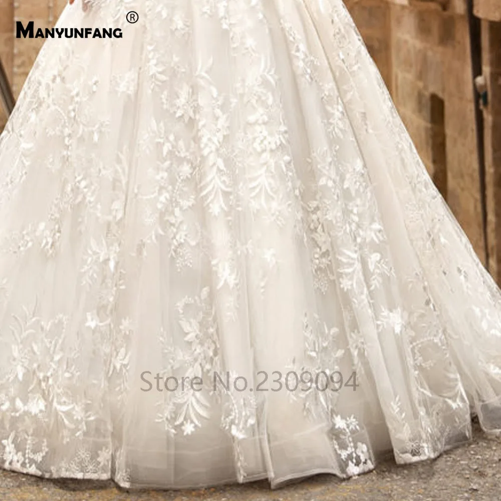 MANYUNFANG, прозрачное Тюлевое свадебное платье с вышивкой, высокое качество, vestidos de novias cortos