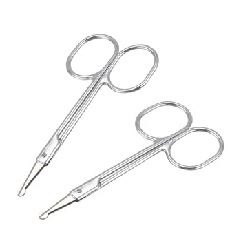 

Round Tip Eyebrow Nose Hair Trimming Trimmer Scissors 2 Pcs