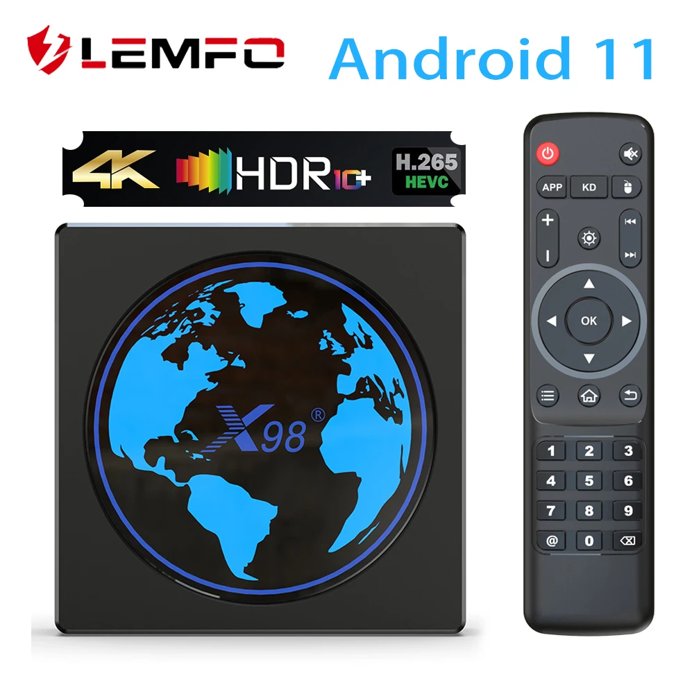 ТВ-приставка Lemfo X98 Mini на Android 11 4K 60 кадров в секунду HDR поддержка AV1 Двойной Wi-Fi Youtube