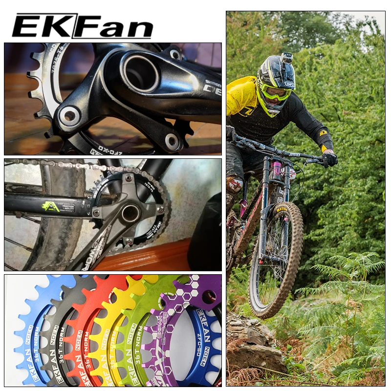 EKFan 104BCD круглая шатунная пластина 30T 32T 34T 36T 38T для велосипедных колес фиолетовая и