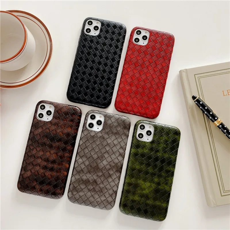 

Business Weave pattern sleeve Phone Cover Case For Iphone X 11 pro Xs Max Xr 10 8 7 Plus se 4.7 Luxury PU leather Coque Fundas