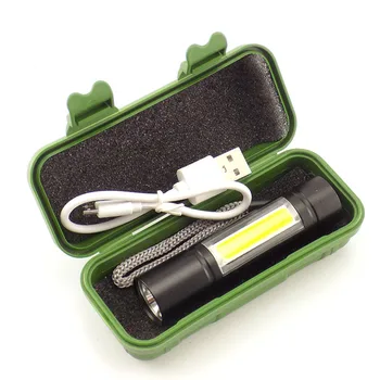 

Mini LED Torches Zoom Flashlight Q5 COB Lamp Portable USB Rechargeable LED Flash Light Work Light for Camping Lighting with Box