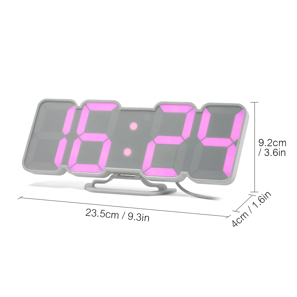 

Hot New 3D Wireless Wall Clock USB Remote Digital RGB LED Powered Time/Temperature/Date Wall Desktop Clock reloj despertador