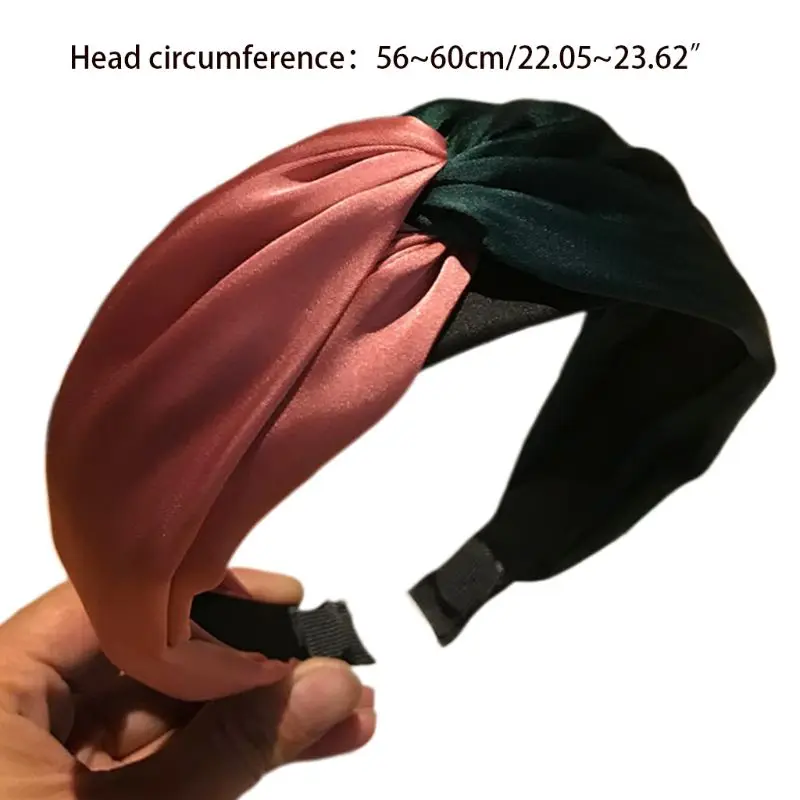 Женский ретро контрастный цвет имитация шелка повязка плиссированная крест-накрест завязанный широкий обруч для волос Банкетный головной убор