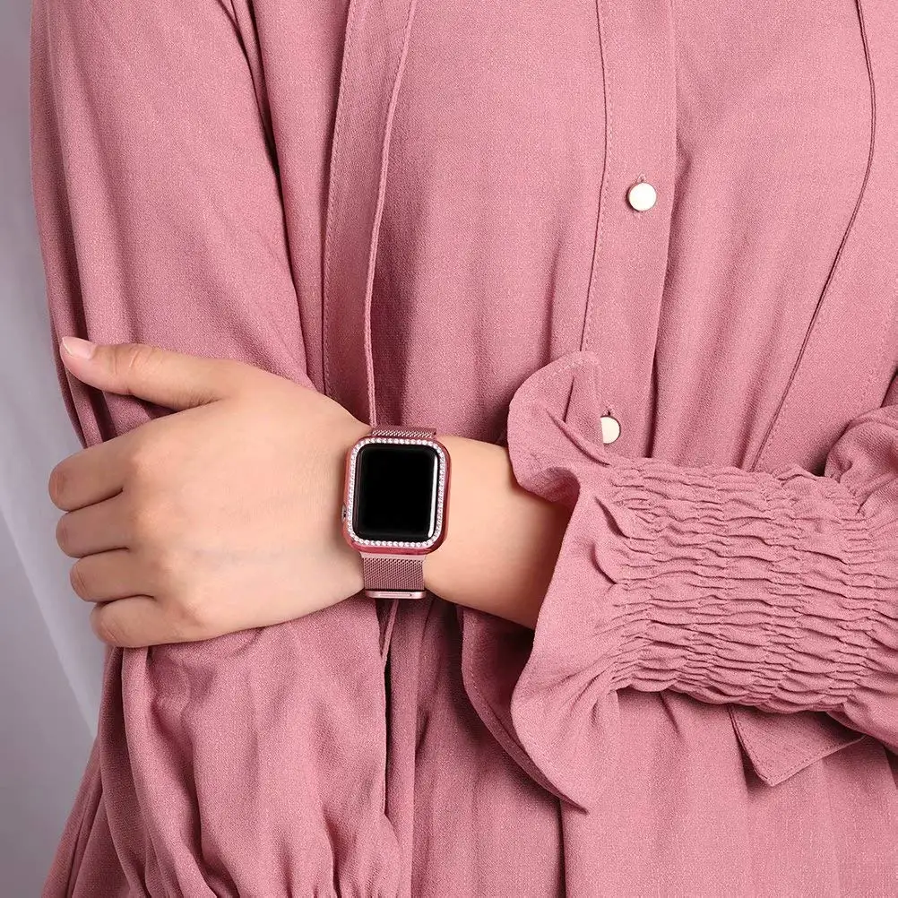 Шикарный чехол + ремешок для Apple Watch band 44 мм 40 мм iWatch band 42 мм 38 мм браслет из нержавеющей стали Миланская петля Apple watch 4 3 21