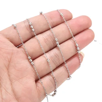 

New 2.4mm width Stainless Steel Cable Chains Link Ball Chain Satellite Chains with Beads for Necklace Bracelet DIY Jewelry