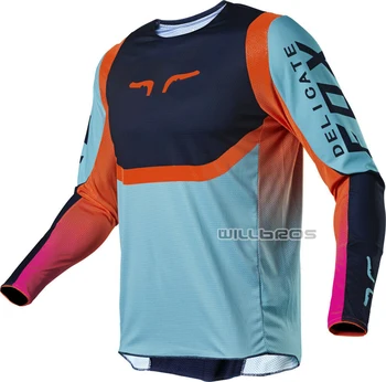 

Free shipping 2021Blue Orange Delicate Fox MX Dirt 360 voke Jersey Motorcycle Motocross ATV Bike Racing Long Sleeve