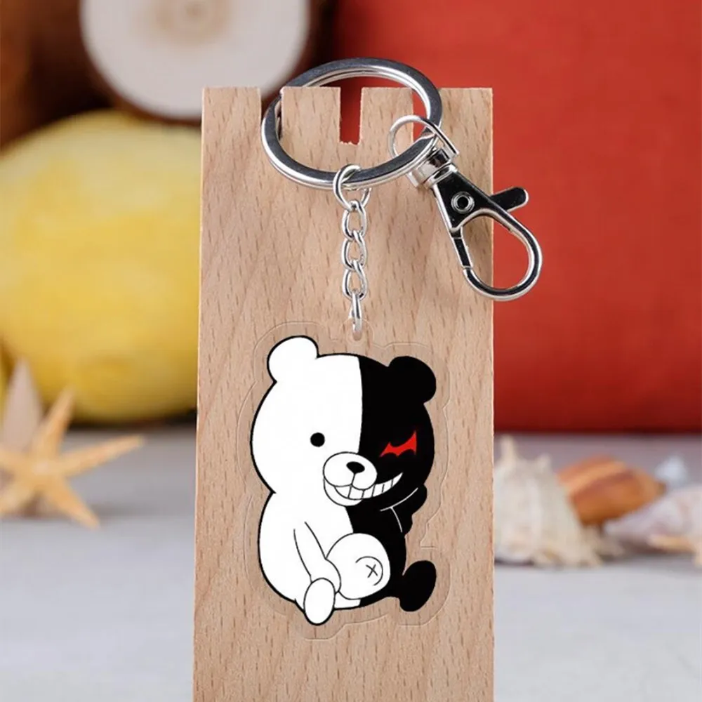 

Anime Danganronpa Keychain Monokuma Naegi Makoto Maizono Sayaka Acrylic Pendant Keyring Cosplay Prop