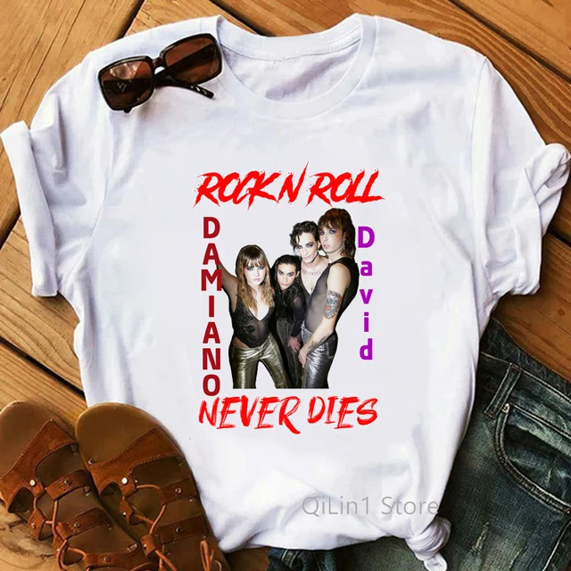 MåNeskin Women'S T-Shirts Maneskin Rock Band  Graphic Print Tshirt Femme Zitti E Buoni Damiano David T Shirt Female Streetwear J0070148