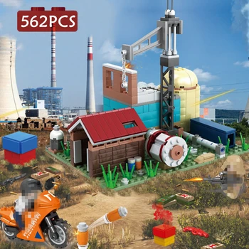 

562pcs Building Blocks Film Nuclear Power Plant Military Model Toy Bricks Diy Assembling Construction Site Motorcycles Children