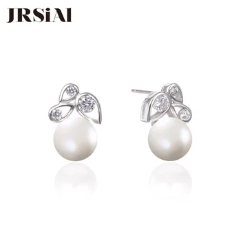 

JRSIAL 925 Sterling Silver Jewelry Zircon Pearl Earrings Accessories Woman Earrings JRE0002