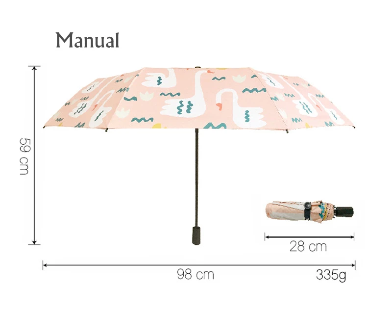 Творческий 5-складной милый лебедь Зонт-автомат для девушек-студенток; модные зонтик защита от ультрафиолетовых лучей мини Карманный Зонт