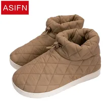 ASIFN Men's Slippers with Fur Winter Warm Lightweight Women Home Indoor Thick Slip Non-slip Slipper Cotton Zapatos De Mujer