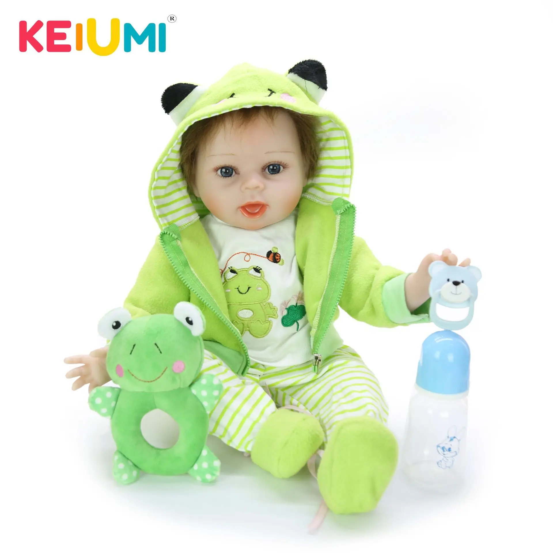 

Keiumi New Style Reborn Baby Soft Silicone Model Infant 22-Inch Cloth Body Doll