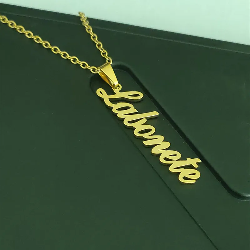 Custom Vertical Old English Name Necklaces For Women Men Vintage Jewelry Personalized Pendant Necklace Rose Gold Filled | Украшения и