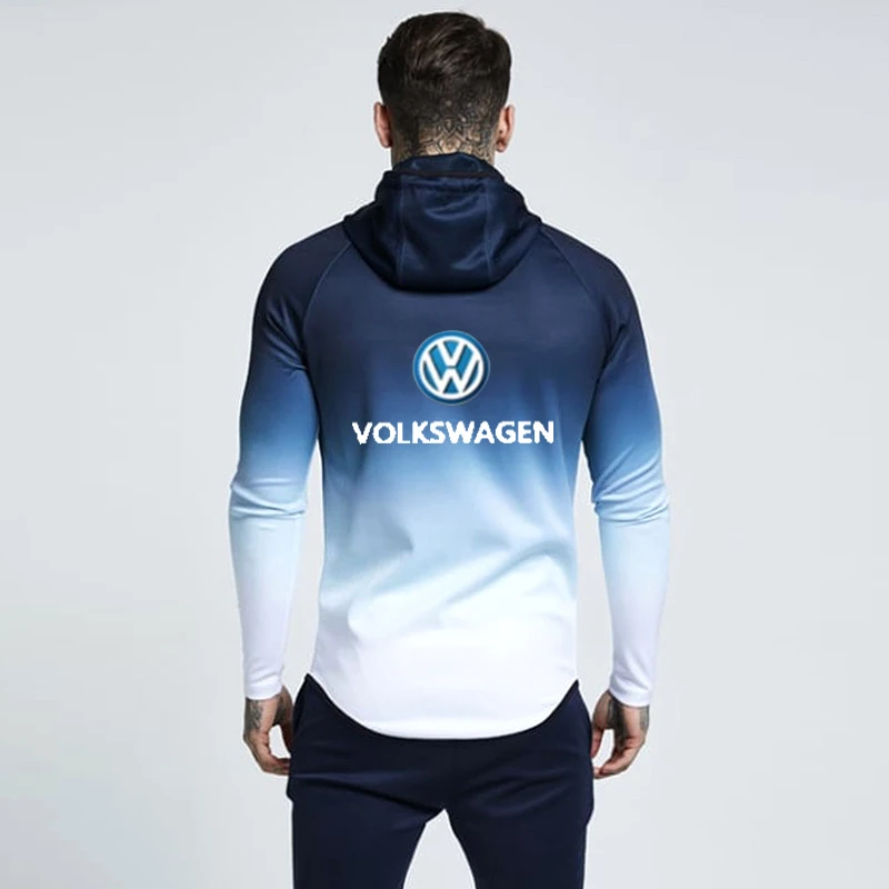 Spring Autumn Zipper Jacket Hoodies volkswagen car Print Gradient clothes Fleece Long Sleeve Hoodie Men women Sweatshirt hoody