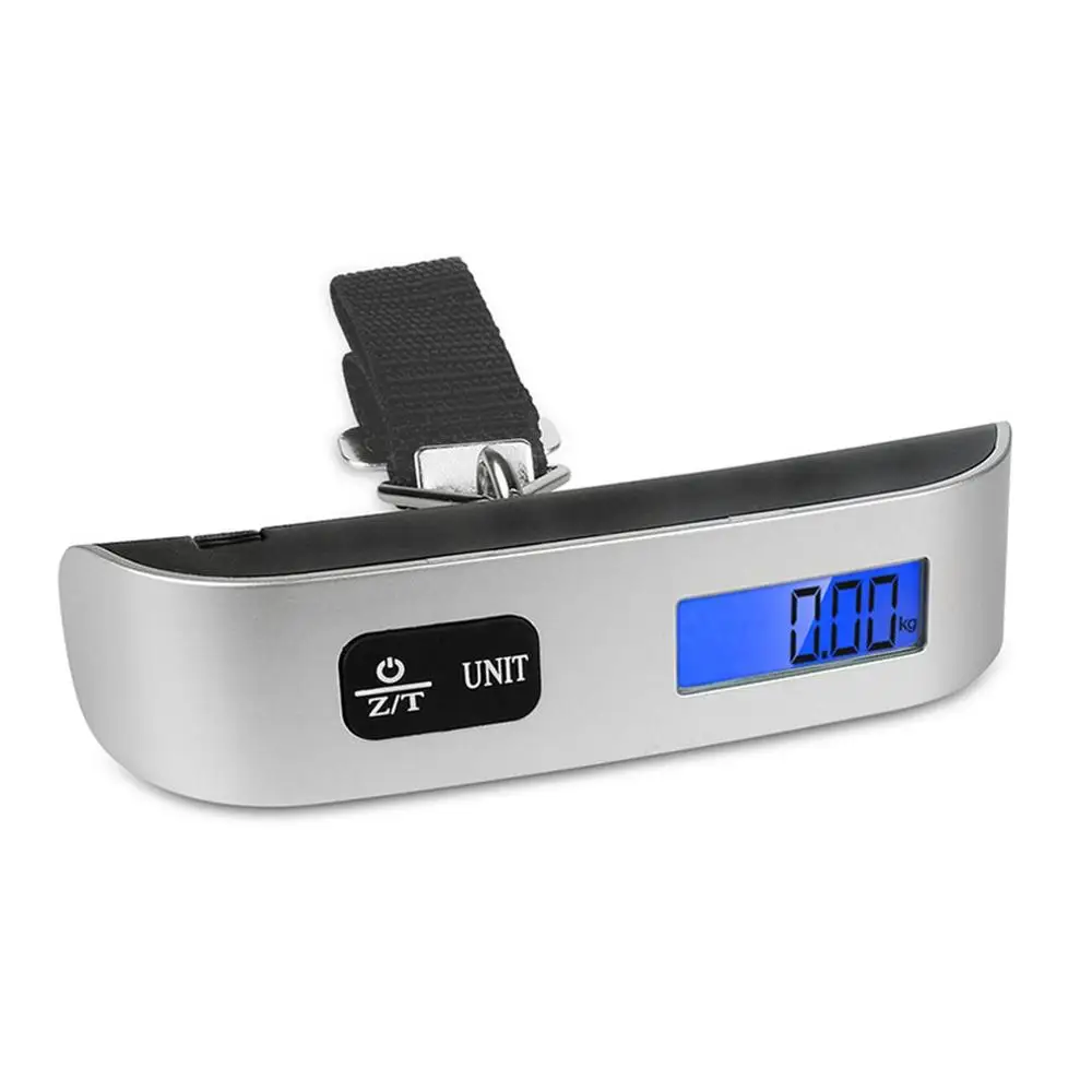 Silver blue light Карманные электронные весы 50 кг Портативный электронный Чемодан весы Портативный дома дорожные весы с ЖК-дисплеем Дисплей - Цвет: Silver blue light