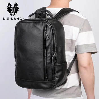 

LIELANG Leather Backpack men Shoulder Bag Fashion Trend Youth Leisure Leather Bag Simple Computer Men's Bag backpack