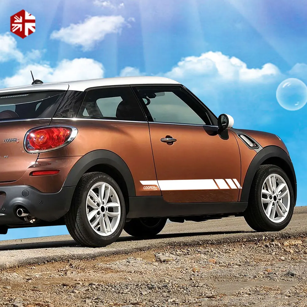 2 шт. автомобильный Стайлинг Cooper S графика виниловая наклейка гоночная дверь боковые полосы Стикеры для MINI Cooper Paceman R61 аксессуары