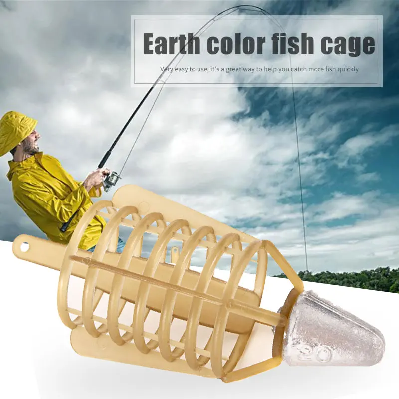 Fishing Feeder Bait Cage Bait Fishing Lure Cage Khaki Lead Holder Stringer Lures Bait Feeder Tackle Accessory Fishing Tools