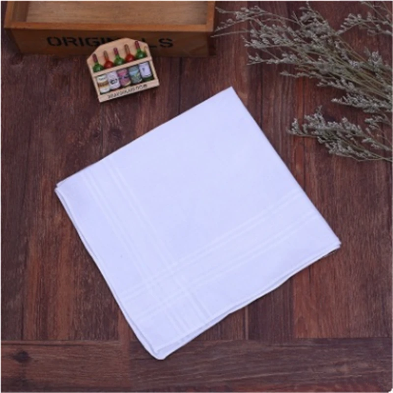  2019 12 Pcs Men Women 100% Cotton Handkerchiefs Soft Washable White Handkerchiefs Hand Towel