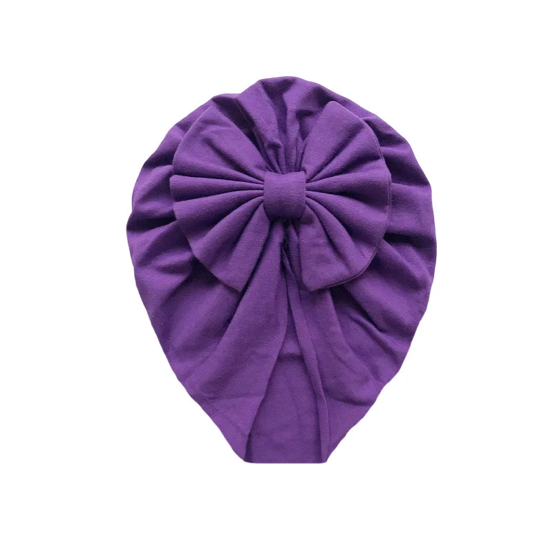 bow purple Милая Детская вязаная шапочка, шапка для новорожденной девочки, шапка для детей с бантиками, шапочка для маленьких девочек, реквизит для фотосессии, аксессуары для волос - Цвет: bow purple