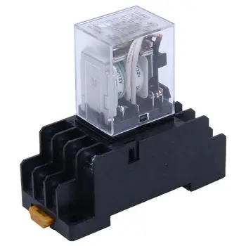 

HH54P DIN Rail 12VDC Coil 4PDT 14P General Purpose Power Relay Base