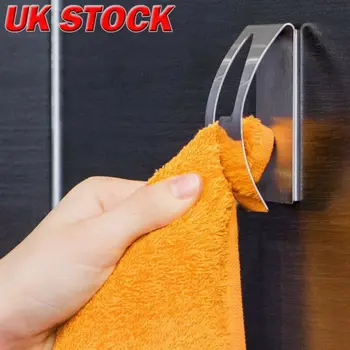 

Self Adhesive Suction Wall Anti Fall Clip Creative Towel Rack Clip Shower Towel Clip Semi Circular Home Bathroom Stainless Steel