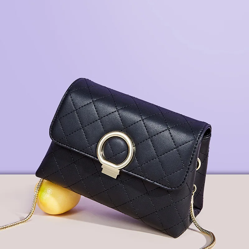 

WOMEN'S Leather Bags Graceful Chain Handbag Bag New Style Versitile Fashion Rhombus Shoulder Square Sling Bag
