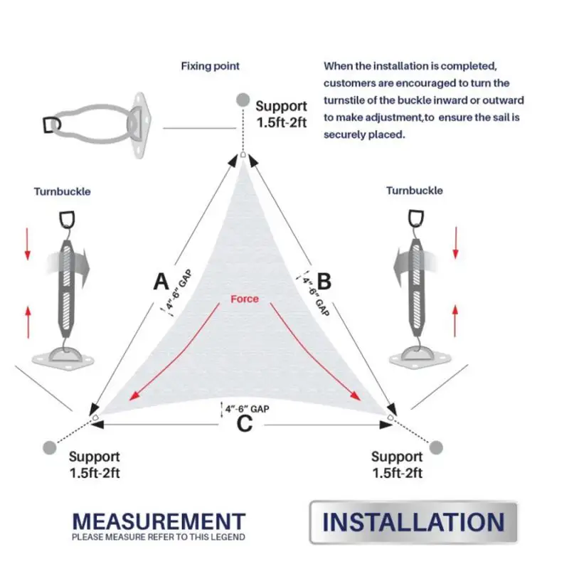 Shade Sail Hardware Kit for Rectangle + Square Heavy Duty Sun Shade Sails Installation for Deck Garden Lawn Patio Camping Hiking