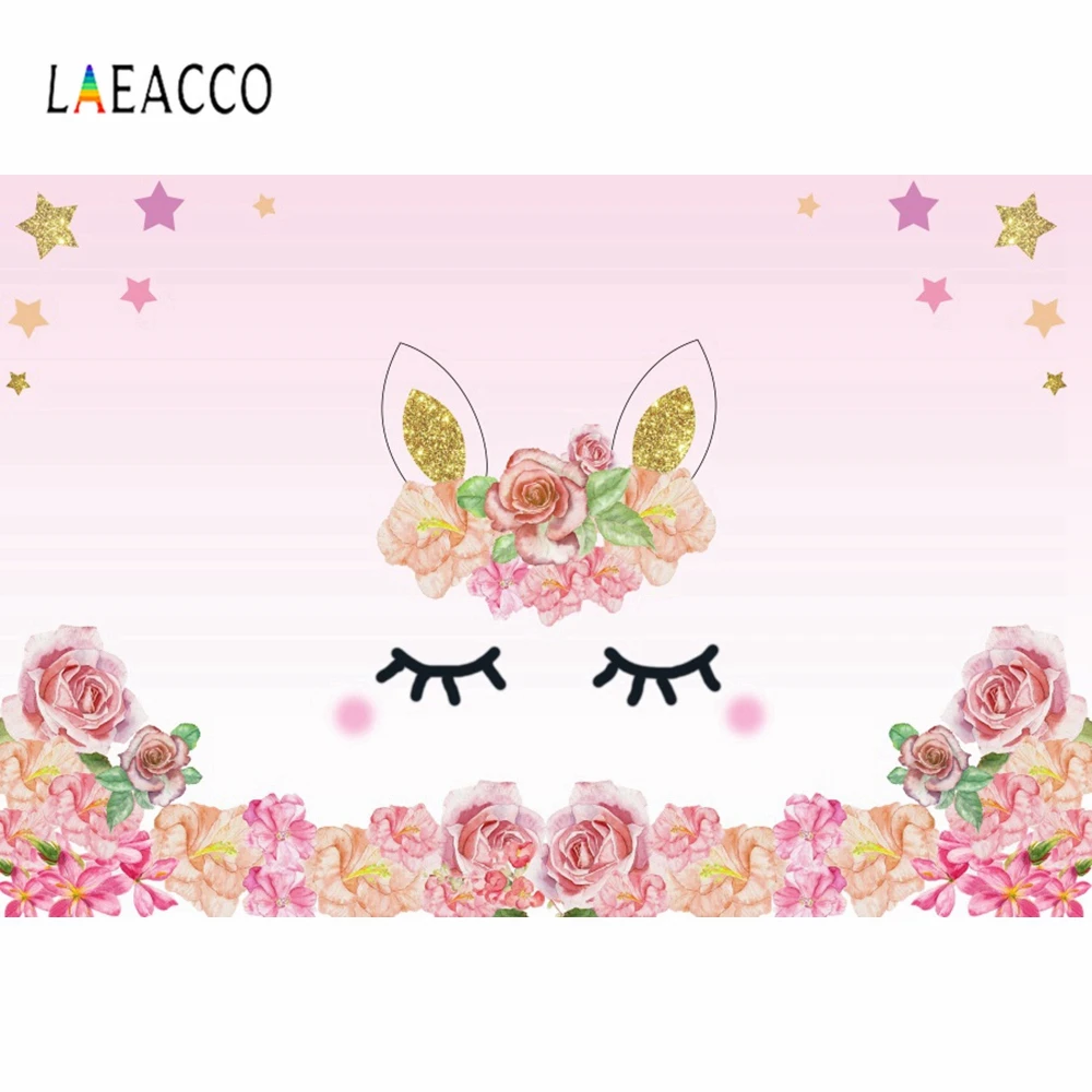 

Laeacco Baby Birthday Flowers Pattern Golden Ear Photography Background Customized Portrait Photographic Backdrop Photo Studio