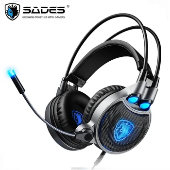 

SADES R1 Gaming Headphone USB Wired 7.1 Surround Stereo Vibration Earphone LED Light Headset With Mic for PUBG PC Laptop