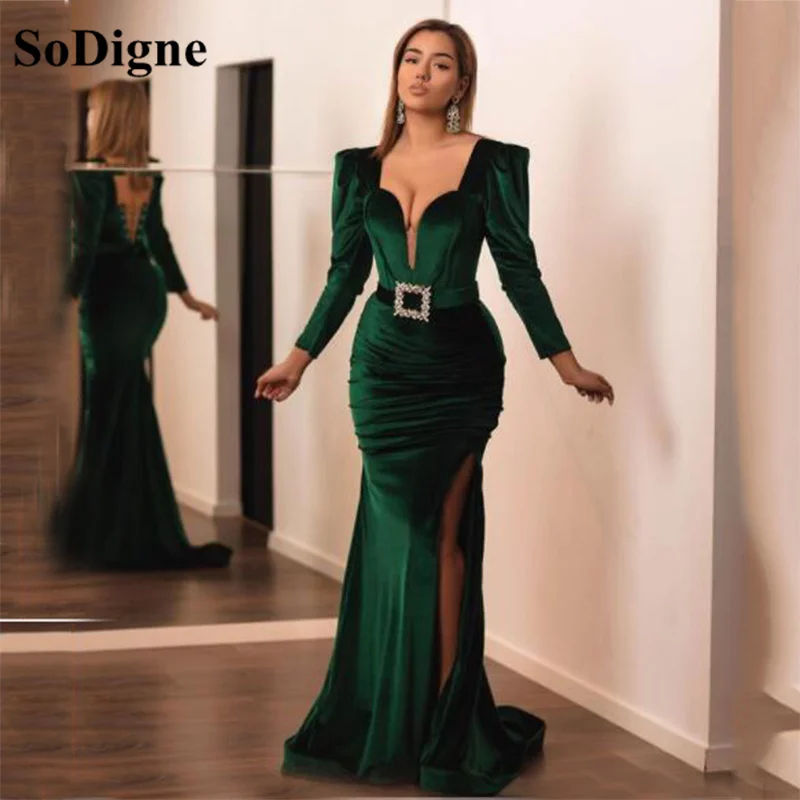 SoDigne Green Prom Dress Modern Long 