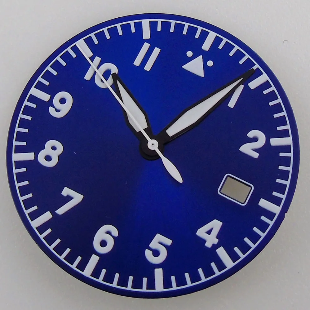 Pilot Watch Dial with Green Lume - 33.6mm, Available in Black, Blue, Green, and Coffee Colors